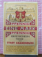 Uncut sheet 1920s German banknotes