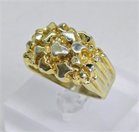 Men's Sterling Gold Nugget Ring