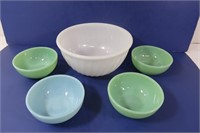 Milk Glass Bowls, Anchor Hocking Fire King - 5 Pc