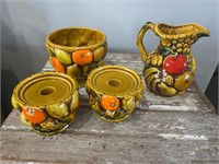 MCM Inarco pitcher, vase & candleholders
