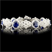 18K Gold 13.28ct Sapphire & 5.60ctw Diamond Bracel