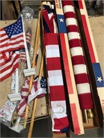 Lot of vintage US flag kits with many flag extras