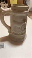 9” Bisque Unpainted Deer Hunter Ceramic Stein