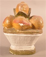 PA 19th Century Hollow Chalkware Basket of Fruit.