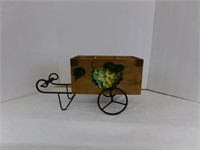 Wooden Grapevine Cart w/ Metal Wheels