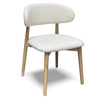 Dining Boucle Chair   Modern White Round Back