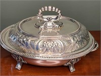 Silver Plated Footed Entree Dish w/ Lid (4 Piece)