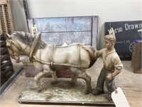 Chalk Workhorse & Farmer Statue