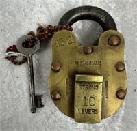 Heavy Vintage 10 Lever Brass Padlock