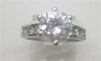 Sterling Silver Ladies' Ring w/Large CZ Stone