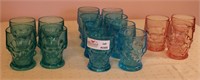 15 Unmatched Fostoria tumblers - 8 Blue (some