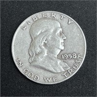 1958 Franklin Silver Half Dollar