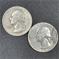 (2) 1944 Washington Silver Quarters
