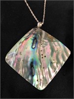 Sterling Silver Large Abalone Pendant & chain
