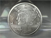 2 Ounce .999 Silver mercury dime tribute