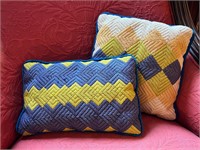 Needlepoint Velvet Backed Throw Pillows