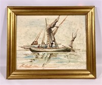 G. Sullivan painting "Fishing Boats" 10.5" x 13.5"