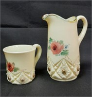 Heisey Custard Diamond & Peg Milk Pitcher, Mug