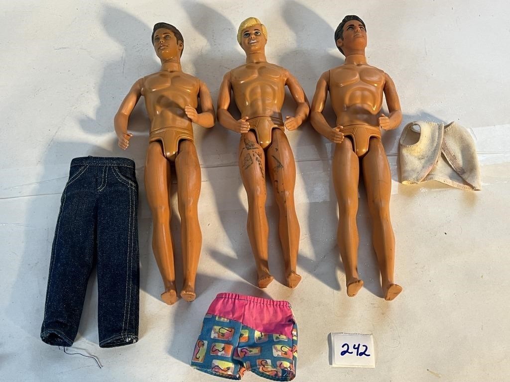 3 VINTAGE KEN DOLLS BY MATTEL