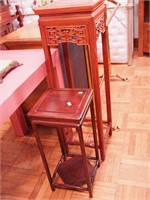 Two wooden Oriental plant stands: one 9 1/2"