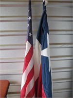 Texas and American flag with rods