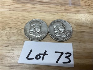 1957 & 1958 Franklin Half Dollars