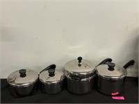 Lot Of 4 Revere Ware Pots With Lids