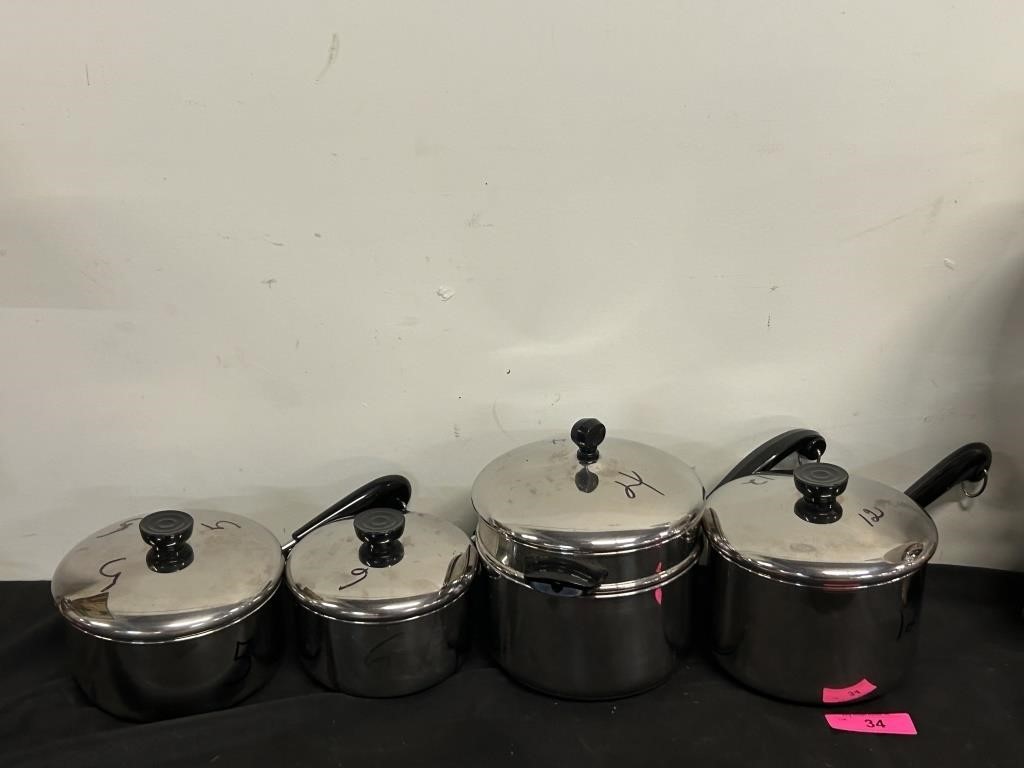 Lot Of 4 Revere Ware Pots With Lids