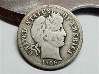 OF) 1906 silver Barber dime
