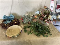 Pine cone wreath, 5 candle candleabra, ivy vine,