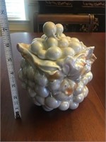 Antique signed German figural grapes with lid