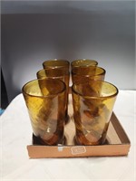 Tall Amber Glasses (6)