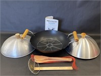 Jenn- Air Wok with 2 Lids & Kitchen Utensils