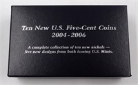 Ten New U.S. Five Cent Coins Set 2004-2006