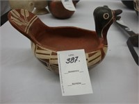 Indian pottery bowl in the form of a duck.