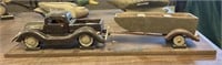 28"x7”x6” vintage wooden truck pulling boat