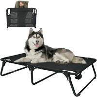 Elevated Raised Dog Bed Cot with Mesh  Black