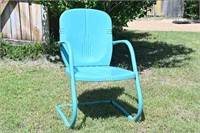 Vintage Blue Cantilevered Steel Patio Chair