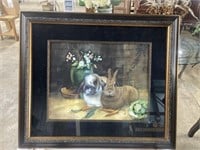 Framed Brenda Harris Tustin Rabbit Painting,