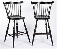 PAIR OF WARREN CHAIR WORKS COMB-BACK