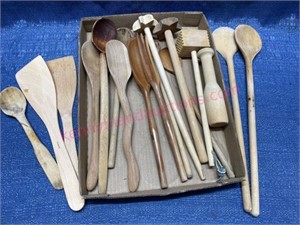 Flat of wooden utensils