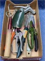 Flat of yard tools