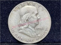 1951 Franklin Half Dollar (90% silver)