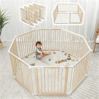 Baby Playpen & Gate, Foldable Large 57x57x25