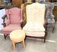 Vintage Upholstered Wingback Chairs