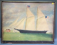 CONTEMPORARY PAINTING OF BALTIMORE CLIPPER SHIP