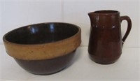Crock ware bowl (10" in diameter) and brown