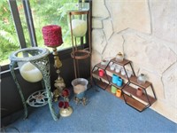 VARIETY OF CANDLE HOLDERS-CANDLES AND
