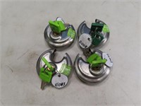 (4) greenkey Cylinder Padlocks w/ Keys