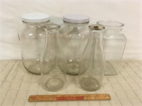 GLASS MILK JUGS AND CANNISTERS
